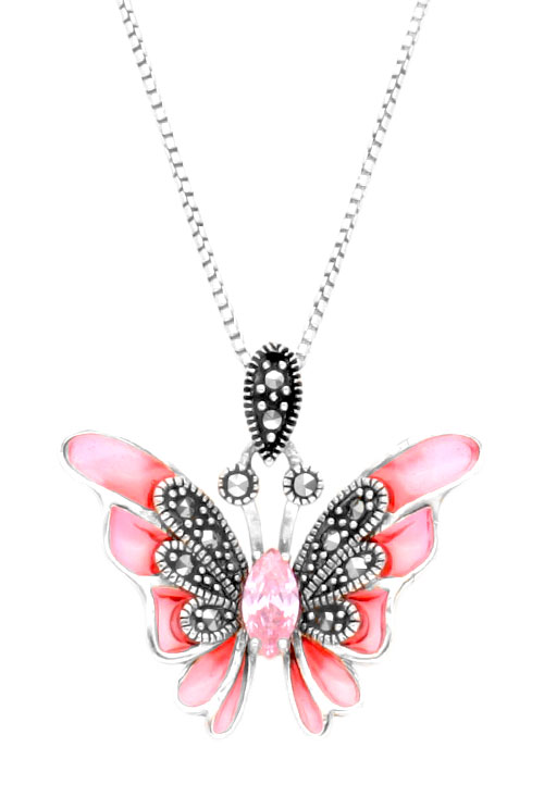 mariposa plata con marquesitas y alas rosas foto toma de frente para parrilla web joyeria el rubi