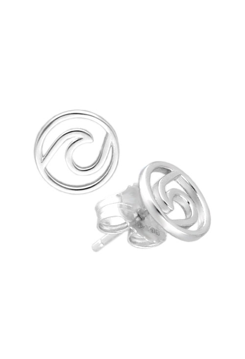 pendiente de plata ola de mar vista lateral con sistema de presion para pagina web de el rubi joyeros