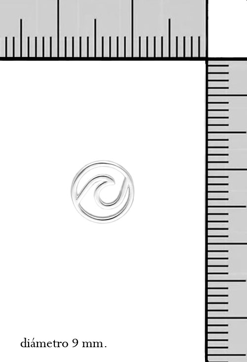 pendiente de plata ola de mar vista con medidas para pagina web de el rubi joyeros