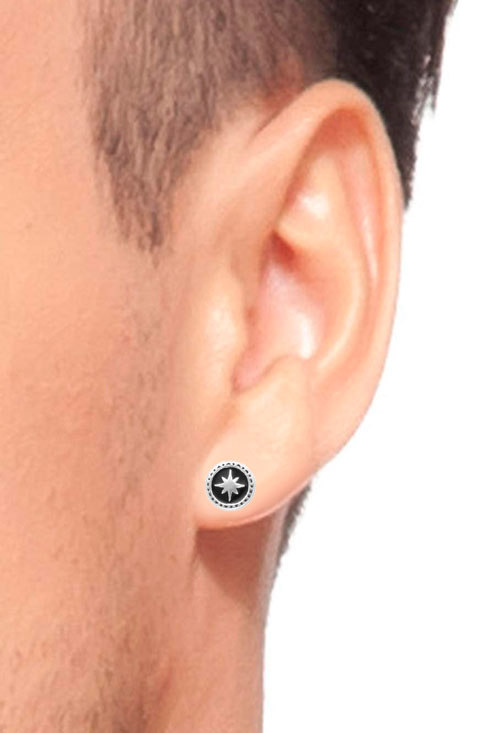 pendiente hombre plata con rosa de los vientos fotografia fotomontaje para parrilla web