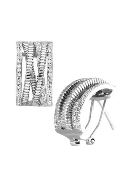 pendientes de plata con circonitas tiras cruzadas toma sistema omega para parrilla web el rubi joyeros