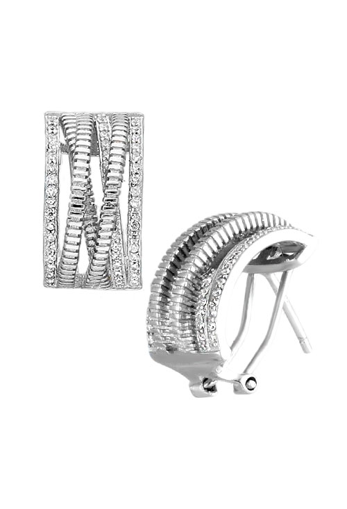Pendientes de plata galerías cruzadas de circonitas pendientes de plata con circonitas tiras cruzadas toma sistema omega para parrilla web el rubi joyeros
