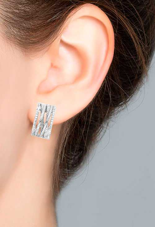 Pendientes de plata galerías cruzadas de circonitas pendientes de plata con circonitas tiras cruzadas toma montaje modelo para parrilla web el rubi joyeros