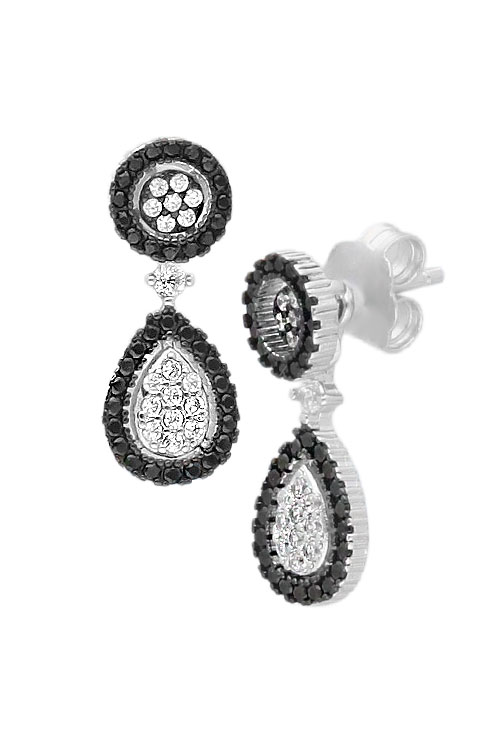 pendientes de plata largos desmontables 3 en 1 vista lateral completa para pagina web joyeria online