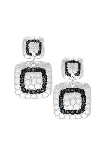 pendientes largos plata y circonitas negras fotografia frontal para parrilla web el rubi joyeros