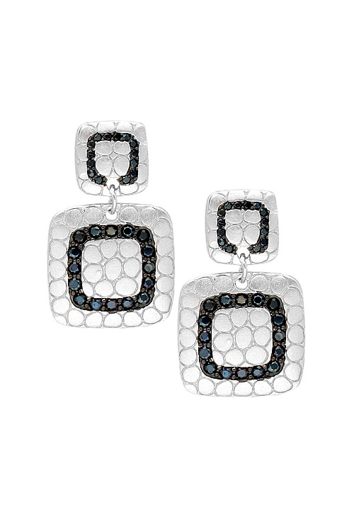 Pendientes largos de plata con circonitas negras pendientes largos plata y circonitas negras fotografia frontal para parrilla web el rubi joyeros