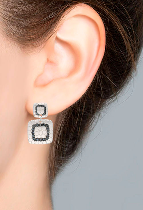 Pendientes largos de plata con circonitas negras pendientes largos plata y circonitas negras fotografia montaje modelo para parrilla web el rubi joyeros