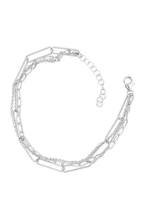 Pulsera plata ley formada por tres cadenas diferentes pulsera de plata con entrepiezas alternas bolas y cuarzos de color vista principal para joyeria online