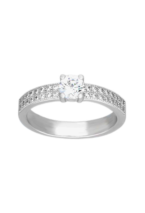 Solitario plata brazo doble galería circonitas y garra solitario plata de ley con circonitas toma principal para parrilla web el rubi joyeros