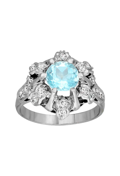anillo antiguo oro blanco topacio y diamantes vista principal para web el rubi joyeros