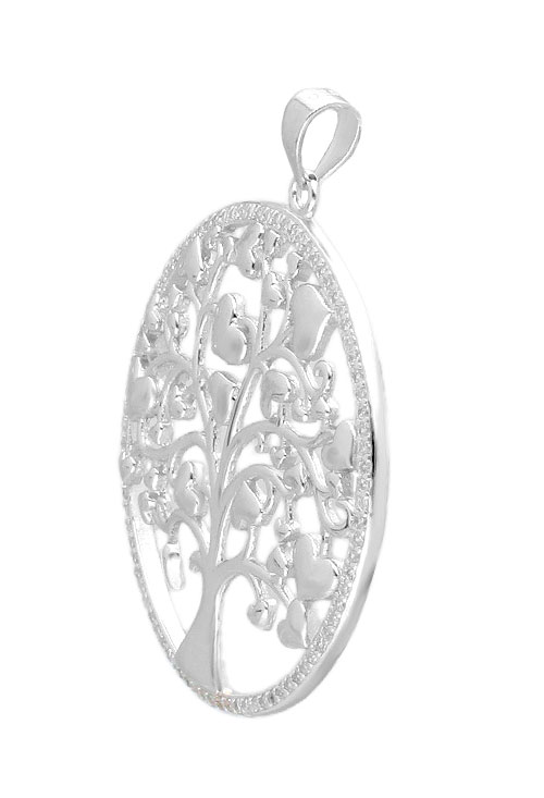 Colgante plata árbol de la vida bisel de circonitas y frutos corazones colgante enamorados arbol de la vida foto lateral para web el rubi joyeros