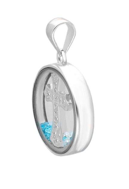 colgante urna de cristal con cruz vista principal para parrilla web el rubi joyeros toma detalle lateral