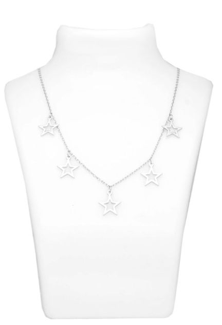 gargantilla de plata cinco estrellas caladas vista expositor para parrilla web el rubi joyeros