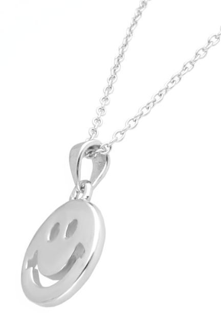 Gargantilla plata emoticono sonriente 13 mm. fotografia detalle lateral para parrilla web