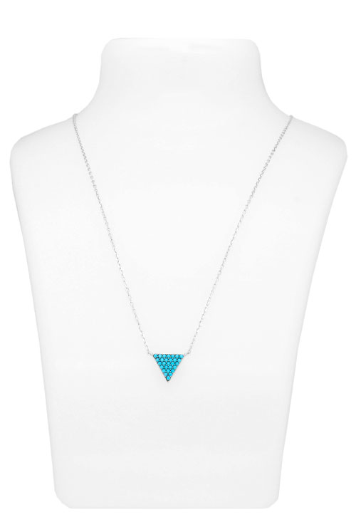 Gargantilla plata motivo triangular cuajo turquesas gargantilla plata triangilo equilatero foto expositor para parrilla web