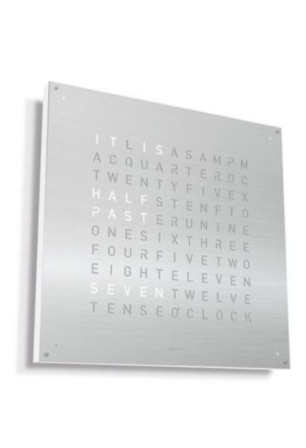 Qlocktwo Stainless Steel Weiss reloj pared grande 90x90 Cms principal