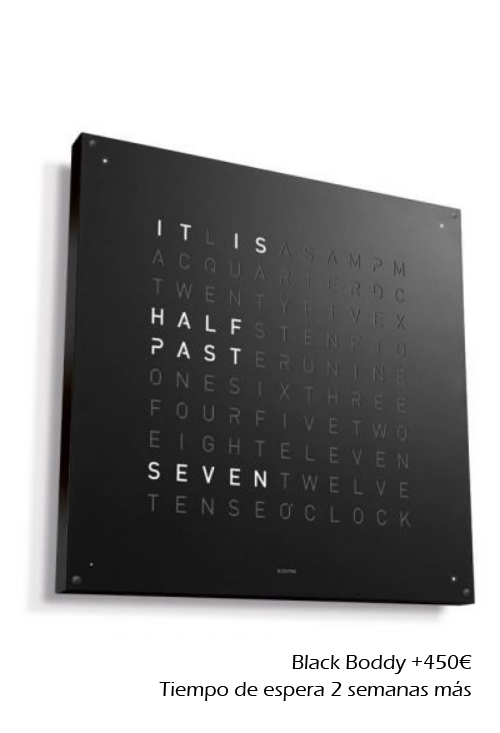 Qlocktwo Stainless Steel Black Pepper reloj pared grande 90x90 Cms opción