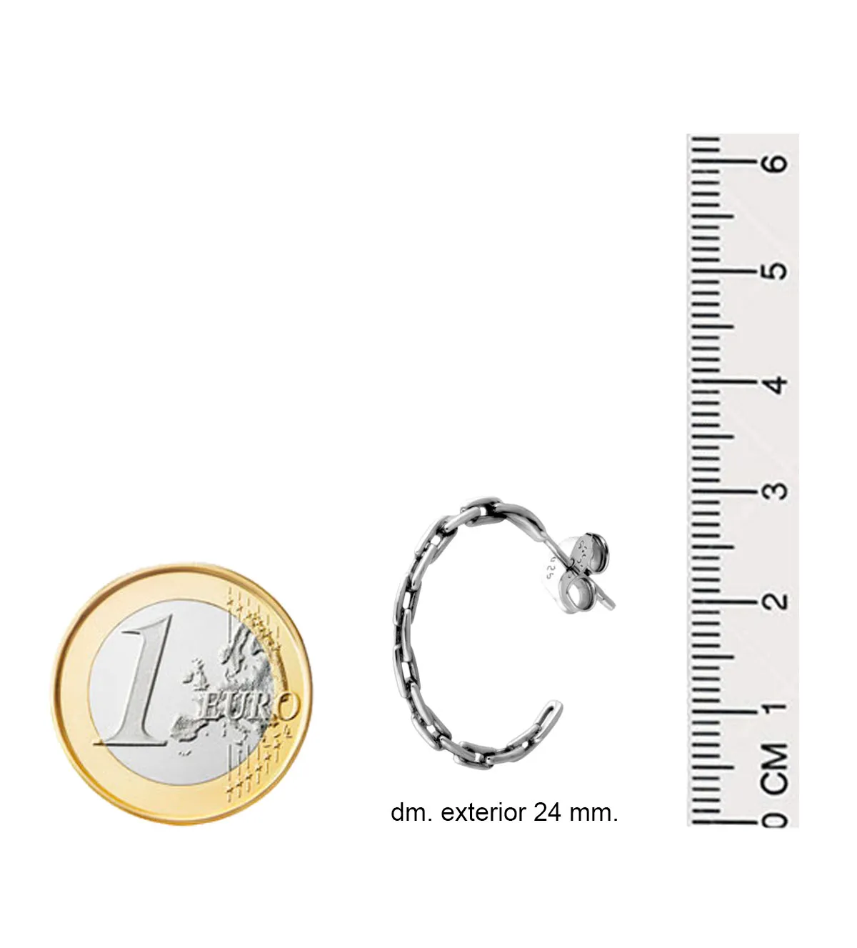 Pendientes de plata criollas de eslabón forzado 24 mm pendientes_de_plata-aro_eslabones_forzados_plata_280_2140462 vista medidas