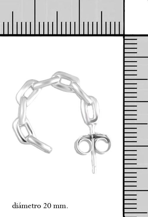 Pendientes plata criollas de eslabón forzado 20 mm pendientes de plata tipo criolla inspirada en cadena forzada foto con medidas para parrilla web el rubi joyeros
