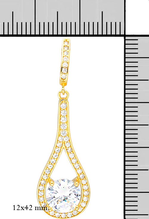 Pendientes largos de plata chapada con circonita pendientes largos plata chapada con circonitas foto con medidas para web el rubi joyeros