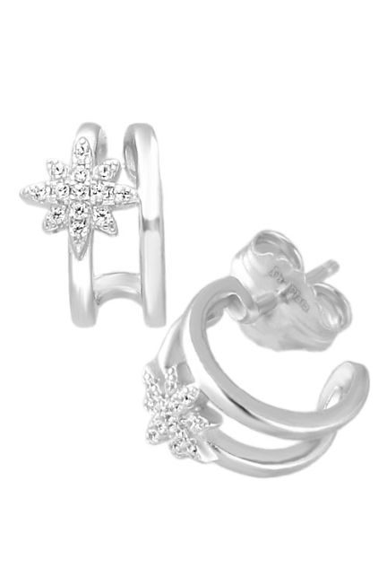 pendientes plata y circonitas estrella fotografia para joyeria online toma lateral
