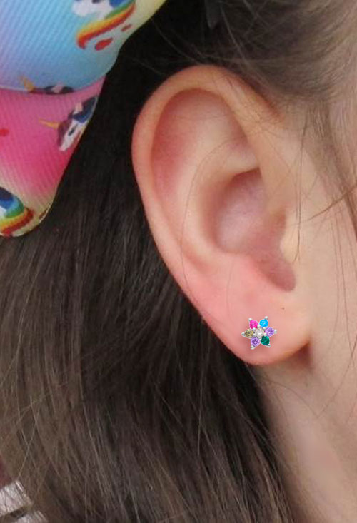 Pendientes plata y cristales multicolores con forma de estrella 280_2023998-8 Pendientes plata y cristales multicolores con forma de estrella 280_2023998-8 niña