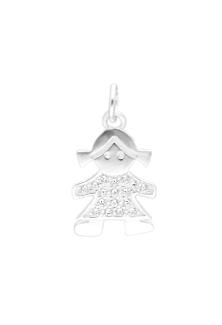 Colgante plata con circonitas silueta de niña 037_NINA-Z