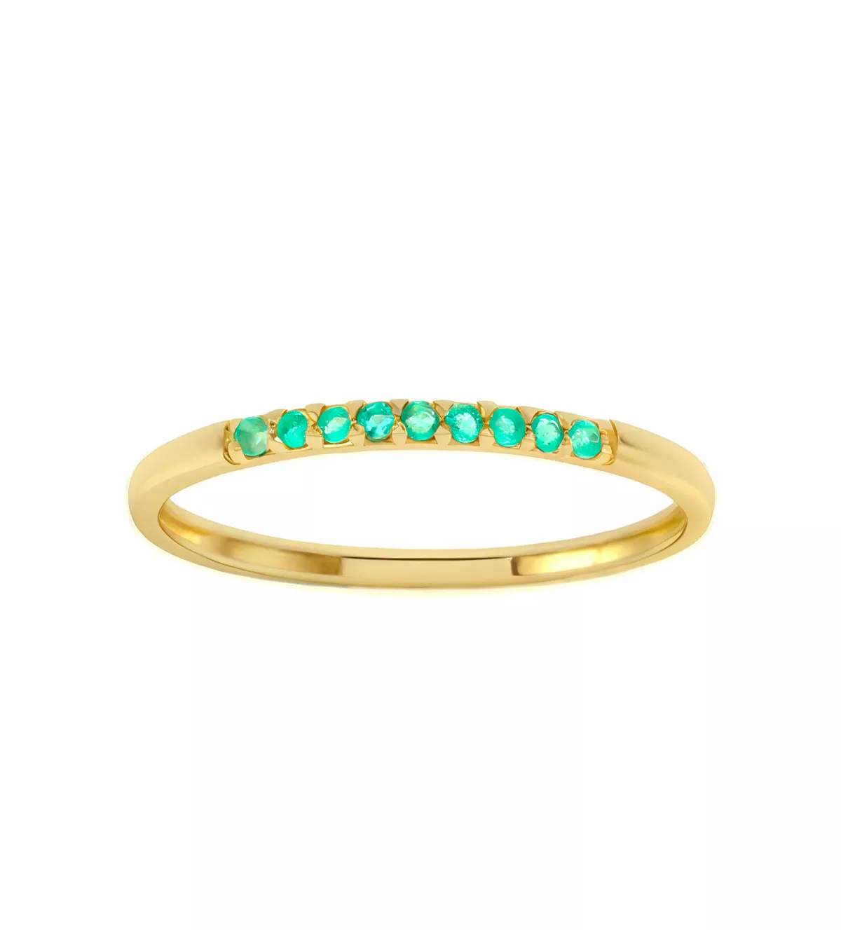 Anillo de oro amarillo 18k con esmeraldas "Banda Verde"