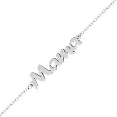 Pulsera personalizada en oro blanco y el nombre mama