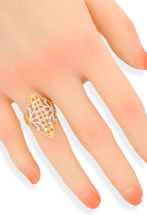 Anillo oro amarillo y rodio blanco 18 ktes lanzadera con circonitas anillo lanzadera oro bicolor 18k con circonitas toma con modelo para joyeria online el rubi joyeros