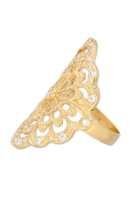 anillo oro amarillo 18 kilates con circonitas foto toma de lado para web el rubi joyeros precioso diseño de ondas orladas y caladas