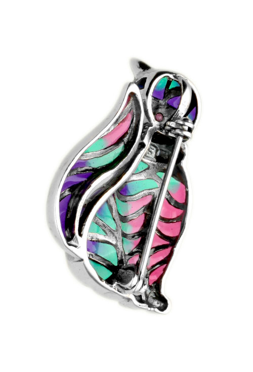 Broche plata para solapa gato esmaltado 297_812661D broche solapa plata de ley gato esmaltado vista trasera