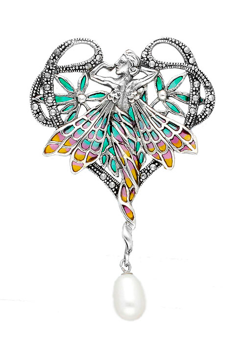 Broche: El Complemento perfecto para cada estilo 2025 Broche plata y esmaltes motivo hada y perla