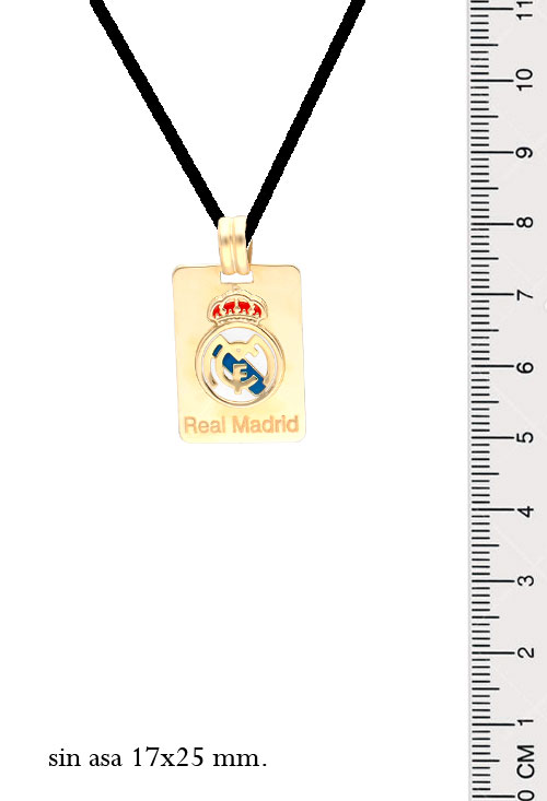 Chapa identidad oro 9k escudo Real Madrid chapa oro amarillo 9k real madrid foto con medidas