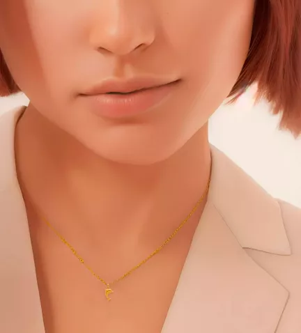 colgante de oro 9k delfin saltando vista modelo mujer