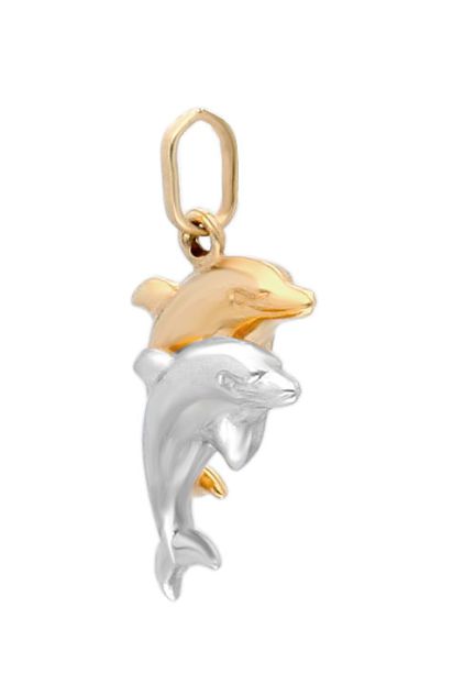 colgante oro 9 kilates delfines vista oblicua para web el rubi joyeros
