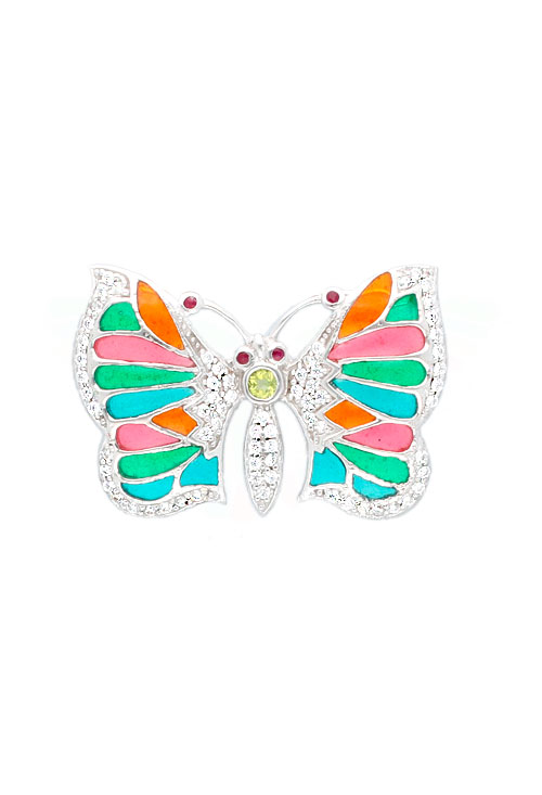 Broche: El Complemento perfecto para cada estilo 2025 Mariposa de plata y esmaltes de colores Broche de solapa