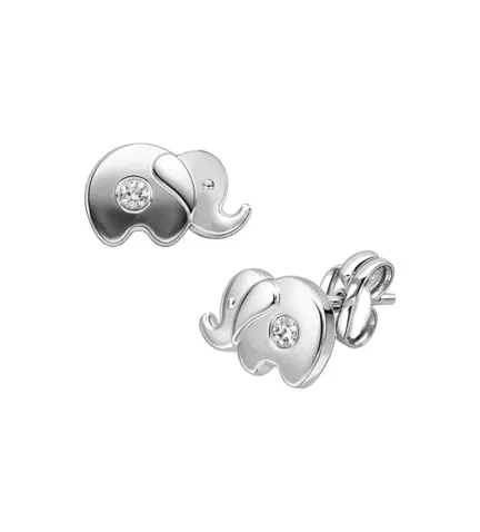 pendientes de oro blanco 18 ktes elefante con circon