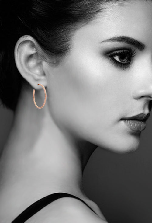 Pendientes oro rosa 18 Ktes unisex tipo criollas 019_9481-27R Pendientes oro rosa 18 Ktes unisex tipo criollas 019_9481-27R modelo