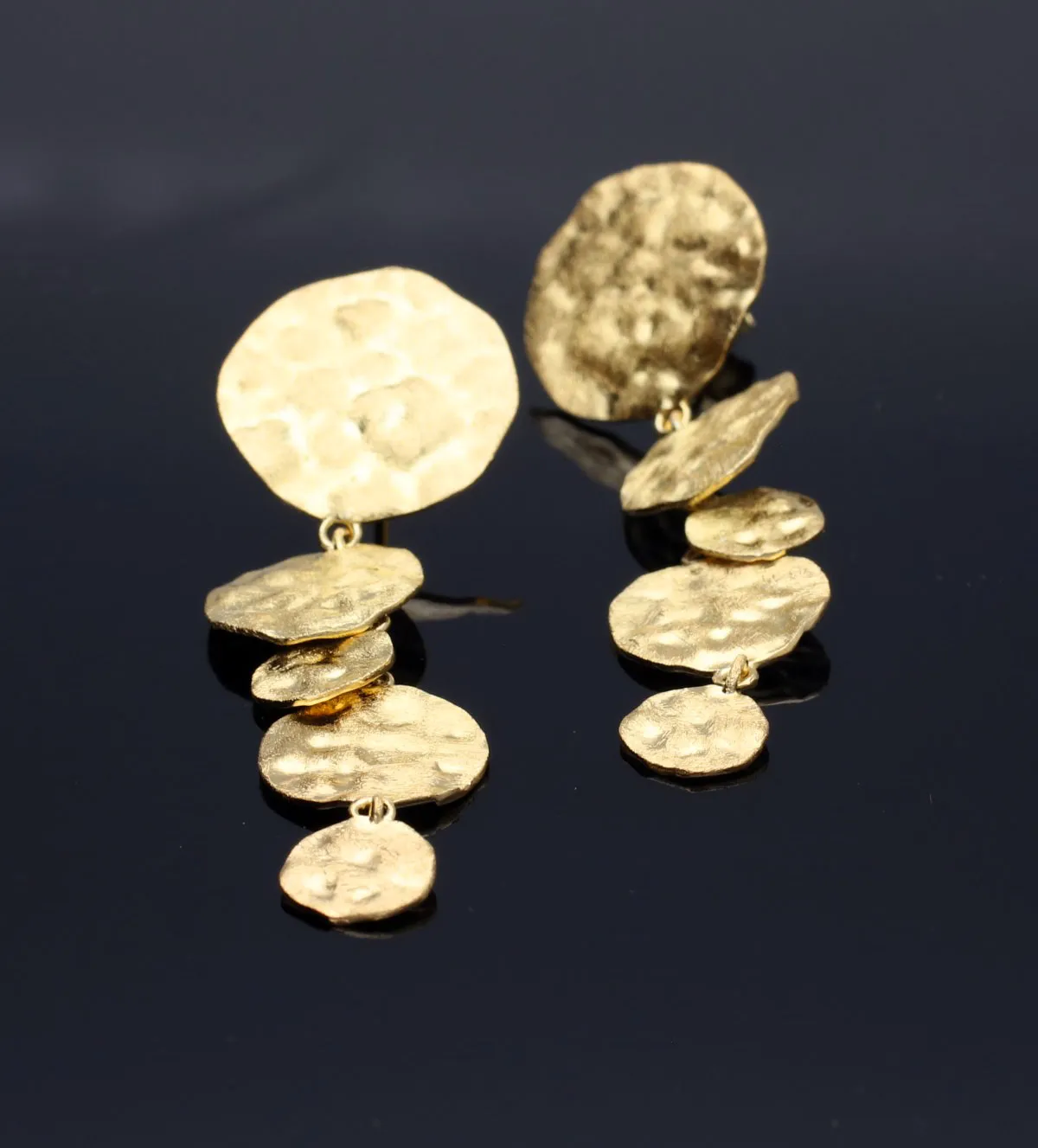 Pendientes de plata chapada 5 discos 266_0110991-2-8 pendientes de plata chapada 5 discos 266_0110991-2-8 toma real sin retoque