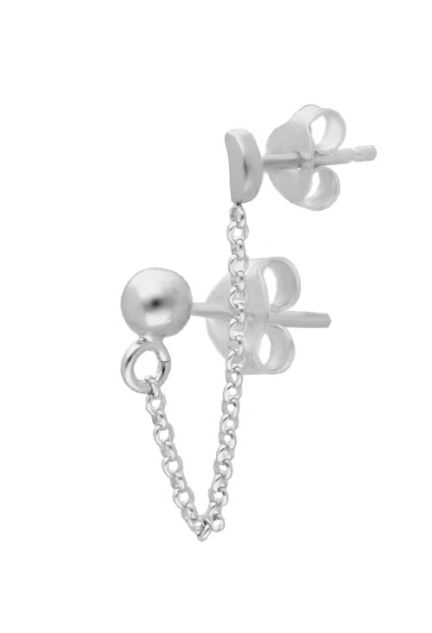 Pendiente de plata doble bola de plata y luna 266_018953-1-1 detalle cierre