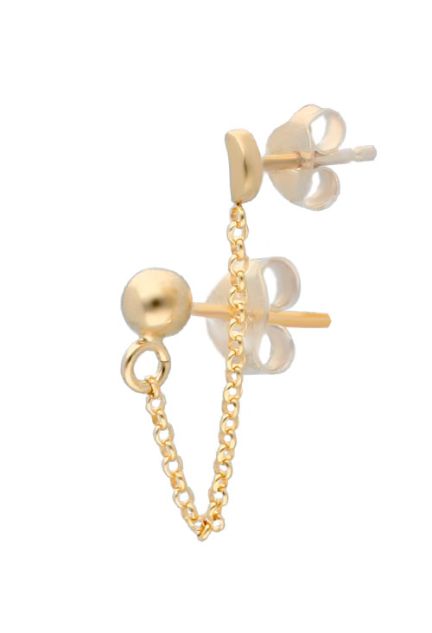 Pendiente de plata chapada doble bola y luna 266_018953-1-1 lado