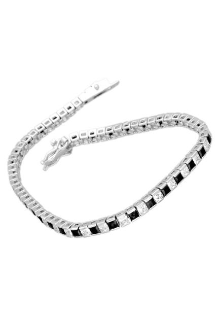 Pulsera de plata con circonitas negras y blancas tipo Riviere 291_PU32721