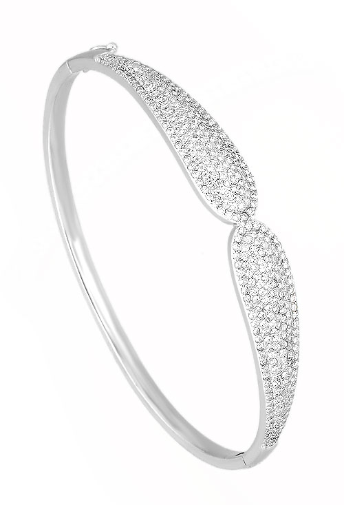 Pulsera de plata rígida con motivo cuajado de circonitas 291_PU62458 Pulsera de plata rígida con motivo cuajado de circonitas 291_PU62458