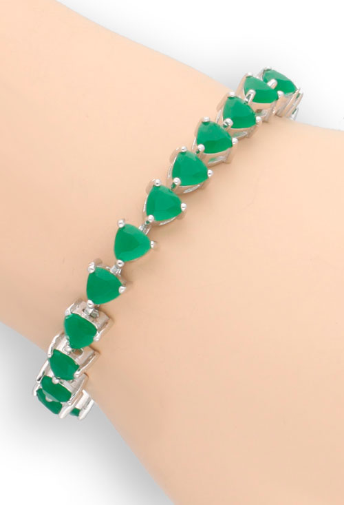 Pulsera de plata con piedras color verde tipo Riviere 291_PU63103-V Pulsera de plata con piedras color verde tipo Riviere 291_PU63103-V puesta