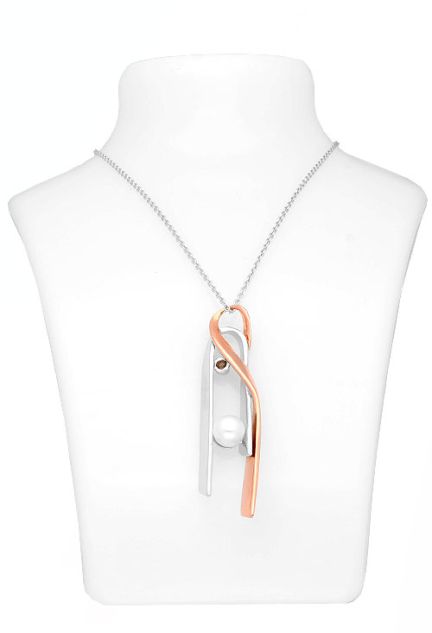 Gargantilla de plata con perla y cuarzo fumé 313_5929 en busto