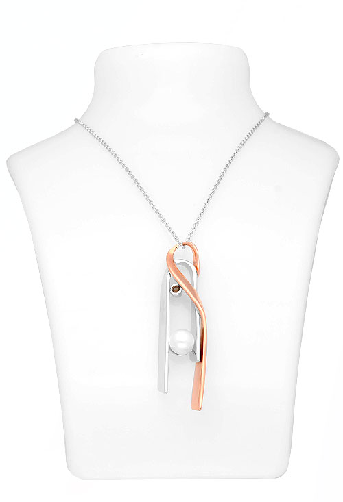 Gargantilla de plata con perla y cuarzo fumé 313_5929 en busto