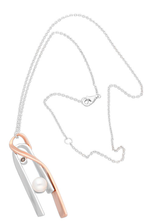 Gargantilla de plata con perla y cuarzo fumé 313_59299 Gargantilla de plata con perla y cuarzo fumé 313_5929 completa