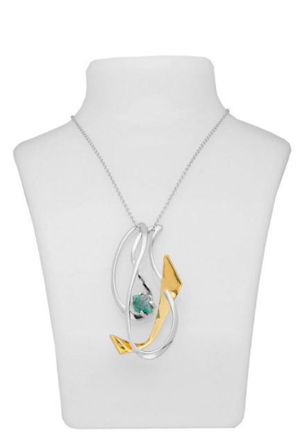 Gargantilla de plata colgante con amazonita 313_60814 en busto