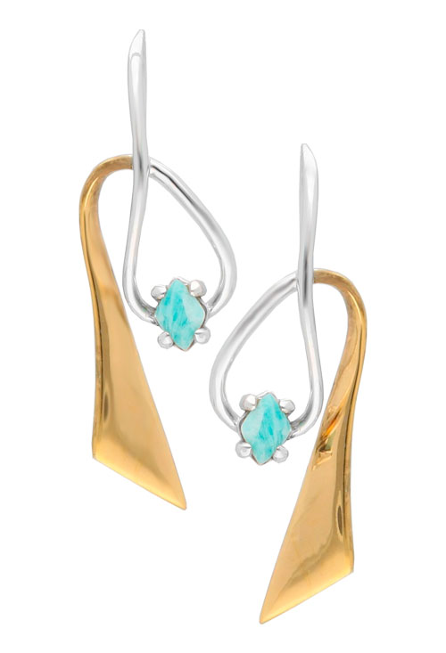 Pendientes en plata bicolor con amazonita 313_60815